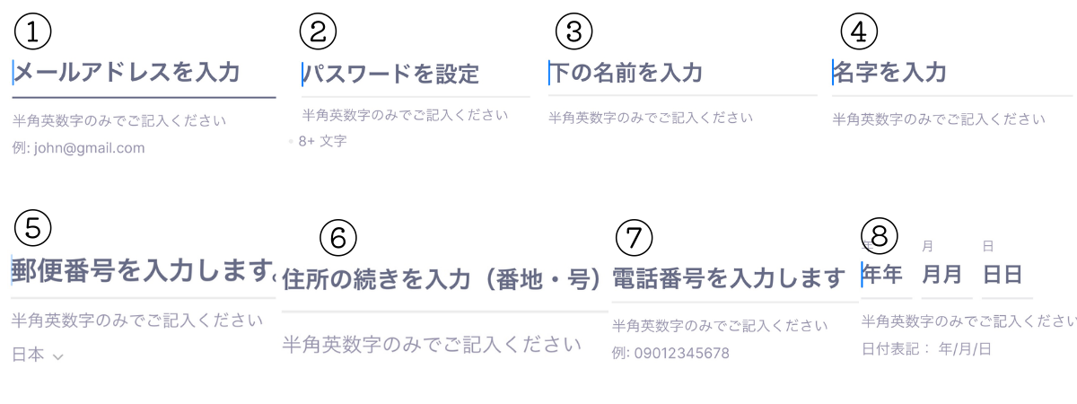 カジノフライデー 登録項目